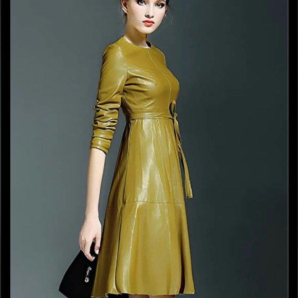 Faux Leather Midi Dress - Picture 2 of 12